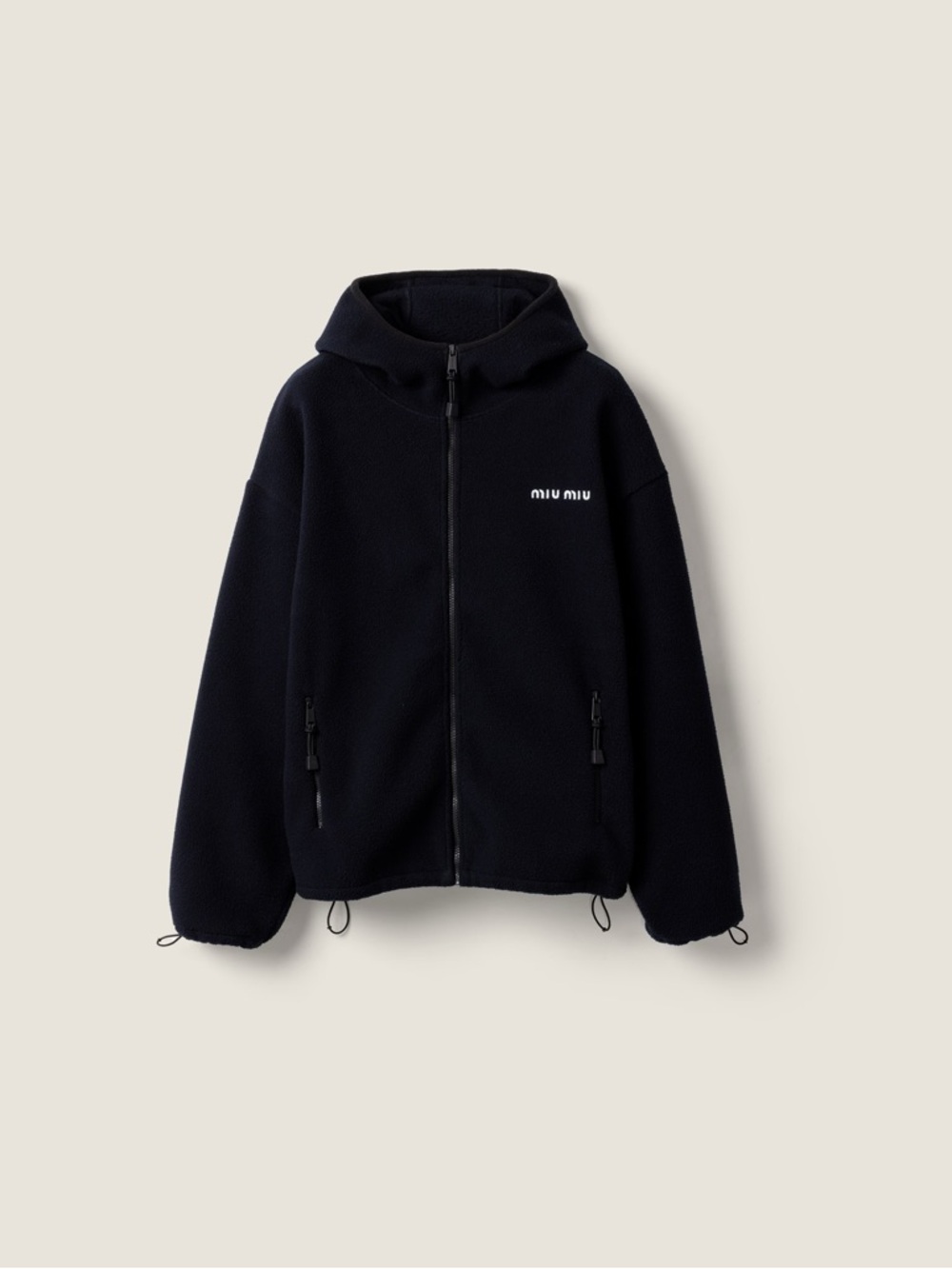 Miu Miu Navy Hooded Fleece Jacket